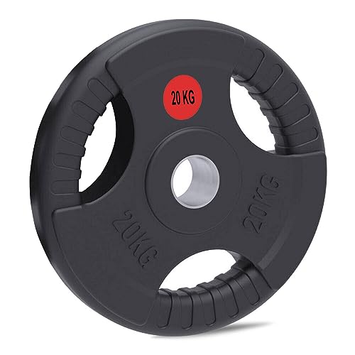 Strongway® Olympic Weight Plates Discs Pair for Barbell Bar - 2 Inch / 50mm Hole - Rubber Coated Cast Iron Weights Tri Grip Range of Weights and Sizes (2.5KG X 4) - Image 4