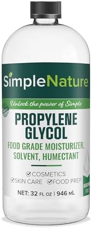 Food Grade Propylene Glycol - 99.9% Purity - 32 oz - Ecofriendly, Non-GMO Moisturizer, Solvent, Emulsifier, Humectant - Soaps, Lotions, Antifreeze, Fog Machines
