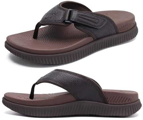 KuaiLu Mens Arch Support Flip Flops