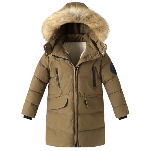Little Boys Long Coats Winter Puffer Jackets Fleece Parka Thicken Padded Clothes