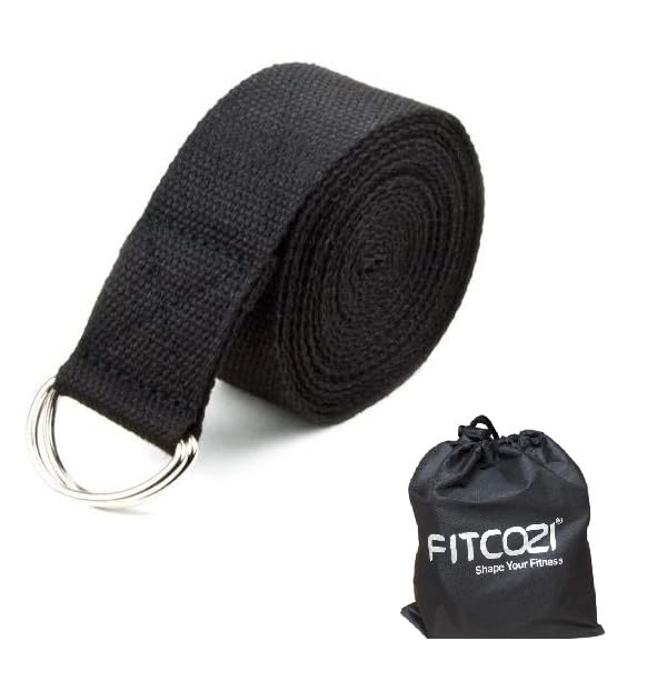 Fitcozi Pure 100% Soft Cotton Yoga Strap and Stretching Belt Yoga belt 10 feet | For Stretching, Yoga, Pilates, Dance, Gymnastics and Flexibility