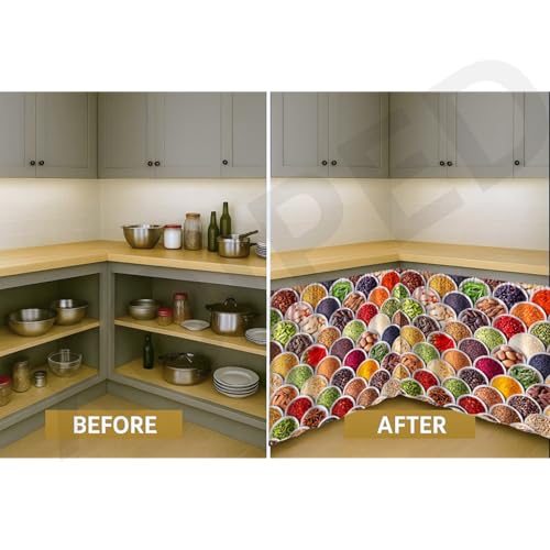 Image of Premium Sink Kitchen Curtain | Waterproof Printed Under Sink Cabinet Curtain for Kitchen Storage & Protection | Stylish Home Decor | (150 x 71 cm) (Masala, Pack of 2)