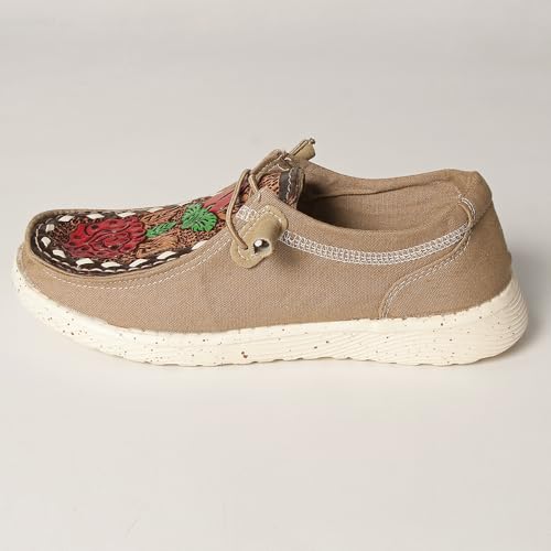 American Darling Hand Tooled, Carved Genuine Leather Trim Lightweight Shoe Footwear, Slip on| Tooled Footwear4