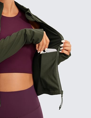 Image of CRZ YOGA Butterluxe Jackets Waist Length | Extremely Soft, Athletic, Slim Fit, Full Zip, Side Pockets, Thumb Holes, for Women