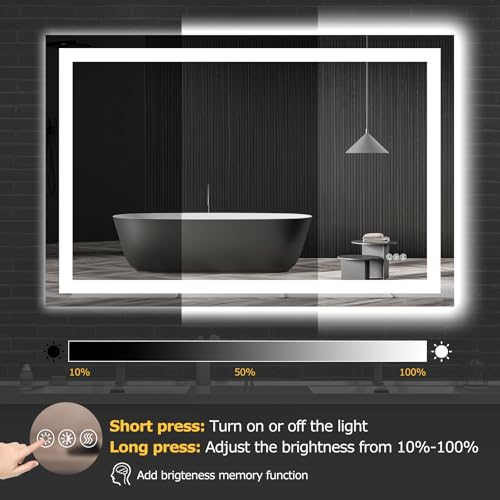 Image of Hivone 48 inchX32 inch LED Bathroom Mirror with Lights, UL Listed