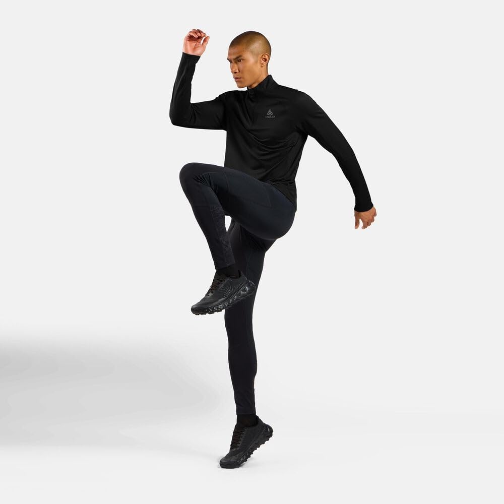 Odlo Koszulka do biegania męska z długim rękawem, Essential Ceramiwarm I Sport Shirt męska I sportowa górna część I Midlayer I koszulka fitness