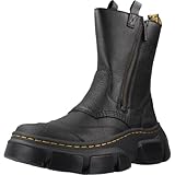 Dr. Martens Militärstiefel aus schwarzem Leder mit Reißverschluss, Chunky Plateau-Sohle, Kampfstil, Schwarz , 44 EU