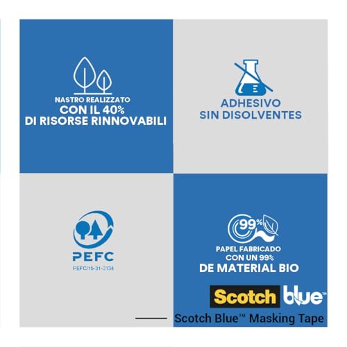 Miniatura 6 de Scotchblue Cinta De Enmascarar Multisuperficie, 24 Mm X 41 M, 3 Rollos Paquete - Cinta Adhesiva Scotch Azul Para Pintores, Para Pintar Y Decorar, Interior Y Exterior, 70 Pefc