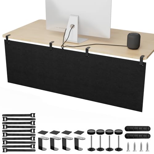 ERGO COLLECT No Drill Under Desk Cable Management and Privacy Panel 2 in 1 | Modesty Panel with Cord...