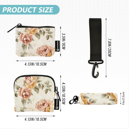 Brown Romantic Rose Women's Money Organizers Small Detachable Credit Card Wallet Organizer with Zipper Pocket for Daily Use 2 Packs Mujer para tarjetas4