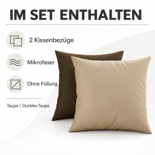 PETTI Artigiani Italiani - 2er-Set Kissenbezüge 65x65 cm aus Mikrofaser, Dekokissen-Bezüge für Schlafzimmer und Sofa… – Ansicht 5
