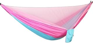 Swing 290 * 140cm Hammock Tent, Automatic Quick Opening Hammock, Single and Double Parachute Hammock, with Net Tree Swing (Color : Pink(Pinknet))