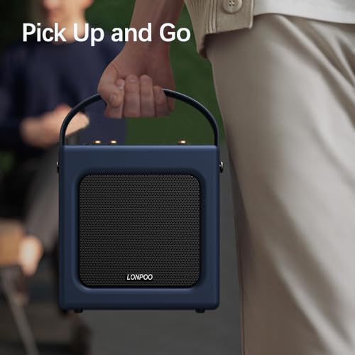 Image of LONPOO Portable Karaoke Machine for Adults and Kids | Build-in 3600mAh Rechargeable Battery,20 Watts RMS with Bluetooth,USB Playback,Aux-in, Microphone Not Included,Navy Blue