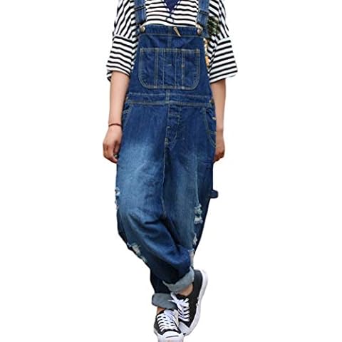 YuanDiann Women's Plus Size Denim Dungarees Cover