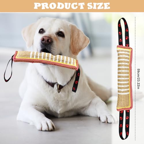 YBCCBY 2 Stück Beisswurst Hunde Beißkissen Jute Zerrspielzeug Hund Wurfspielzeug mit 2 Griff Hundetraining Zubehör Unzerstörbar Hundespielzeug Kauspielzeug 30cm Länge Hundebeschäftigung für Zuhause