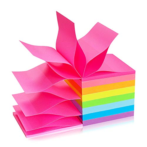 Pop Up Sticky Notes 3x3 Self-Stick Notes 8 Bright Multi Colors Purple Sticky Notes 8 Pads 80 Sheet/Pad