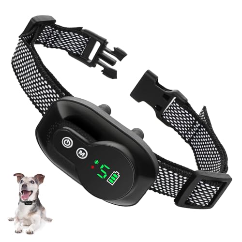 Collare Antiabbaio per Cani - IP67 impermeabile Collare Intelligente Ricaricabile con Vibrazioni Sicure/Rafforzare Vibrazioni e Suoni Innocua Collare Addestramento per Cane Piccolo/Medio/Grande