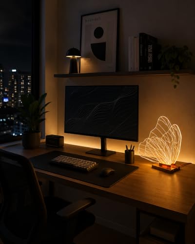 Image of Acrylic Butterfly LED Table Lamp, Large Decorative Table Lamp, 10' * 10.4' * 7', Warm White Butterfly Design, Acrylic Edge Lit, 3D Fancy Night Light with 3D Printed Base