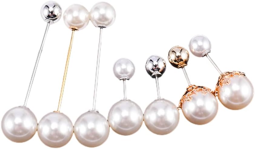 7PCS Artificial Pearl Brooch Pins, Sweater Shawl Clips Pearls Brooch Safety Pins for Girls Women Dresses Clothing Decoration Accessories
