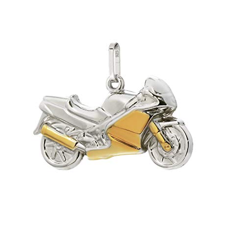 NKlaus ciondolo in argento moto biker 925 catena bicolore uomo 27x15mm 9112
