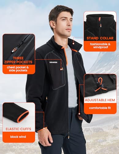 DURAWERK Fleece Jacket Mens Full Zip Lightweight Winter Jackets for Men Casual Outwear with Pockets for Hiking & Work4