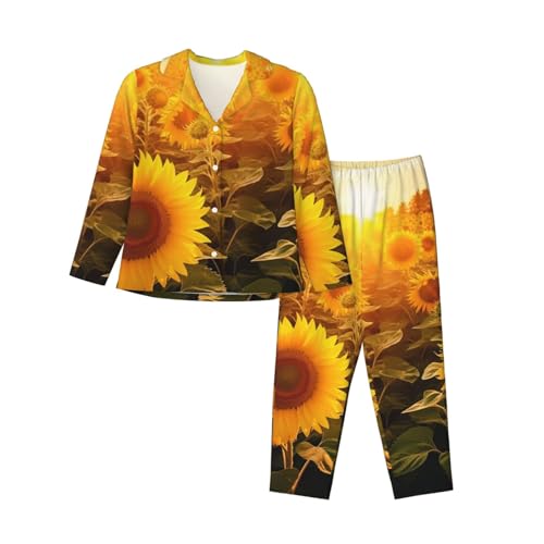 Pyjama boutonné femme avec poche et manches longues pour un confort optimal XXL