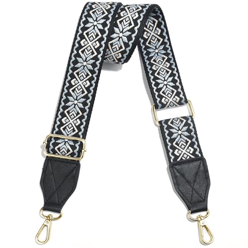 Image of Purse Strap,1.5 inch Leather End Shoulder Strap Adjustable Replacement,Retro Multi-Pattern Crossbody Bag Straps