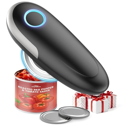 Electric Can Opener, One-Touch Automatic Can Opener for Seniors with Arthritis, Smooth Edge, Hands-Free, Battery Powered, Portable & Compact, Food Safe Electric Can Openers for Kitchen (Gray)