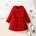 METYOUEZE Toddler Baby Girl Dress Coat Lapel Button Jackets Clothes Long Sleeve Solid Color Fall Winter Outfit（Red,3-4T）