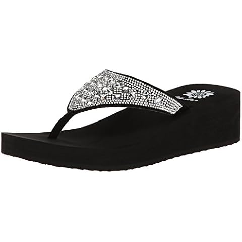 Yellow Box womens Birder Wedge Flip Flop, Clear, 6 US Cover