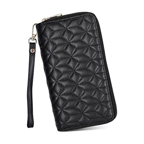 Couture Gems Quilted Wristlet Wallets For Women Wallet DOUBLE ZIPPER Wallet WRISTLET Purses For Women - Womens Wristlet With Strap Cover