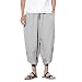 Produktbild GreatestPAK Herren Tunnelzug Wadenlange Hosen Freizeit Retro Einfarbig Streetwear Haremshosen Kurze Hosen,Silber,EU:L(Tag:2XL)