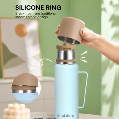 MingSphere 40 oz Insulated Coffee Thermoses with 2 Sharing Cups, Sky Mist by MingSphere - Used condition - Image 6