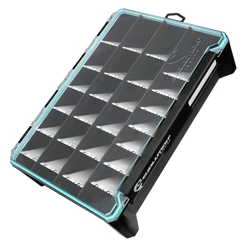 Evolution Fishing BallistiX HANGR 3.7D Tackle Tray - Waterproof, Angled Divider System, Anti-Corrosion, Single Latch, Clear Lid, Lure Box, Tackle Storage, Tackle Box Organizer