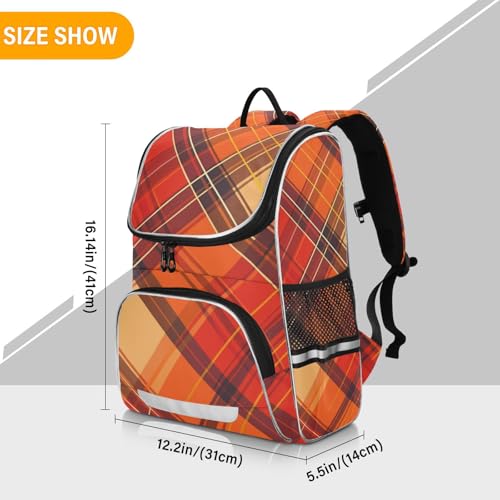 Mochila de cuadro escocés forrada con paneles reflectantes y sección para portátil 3