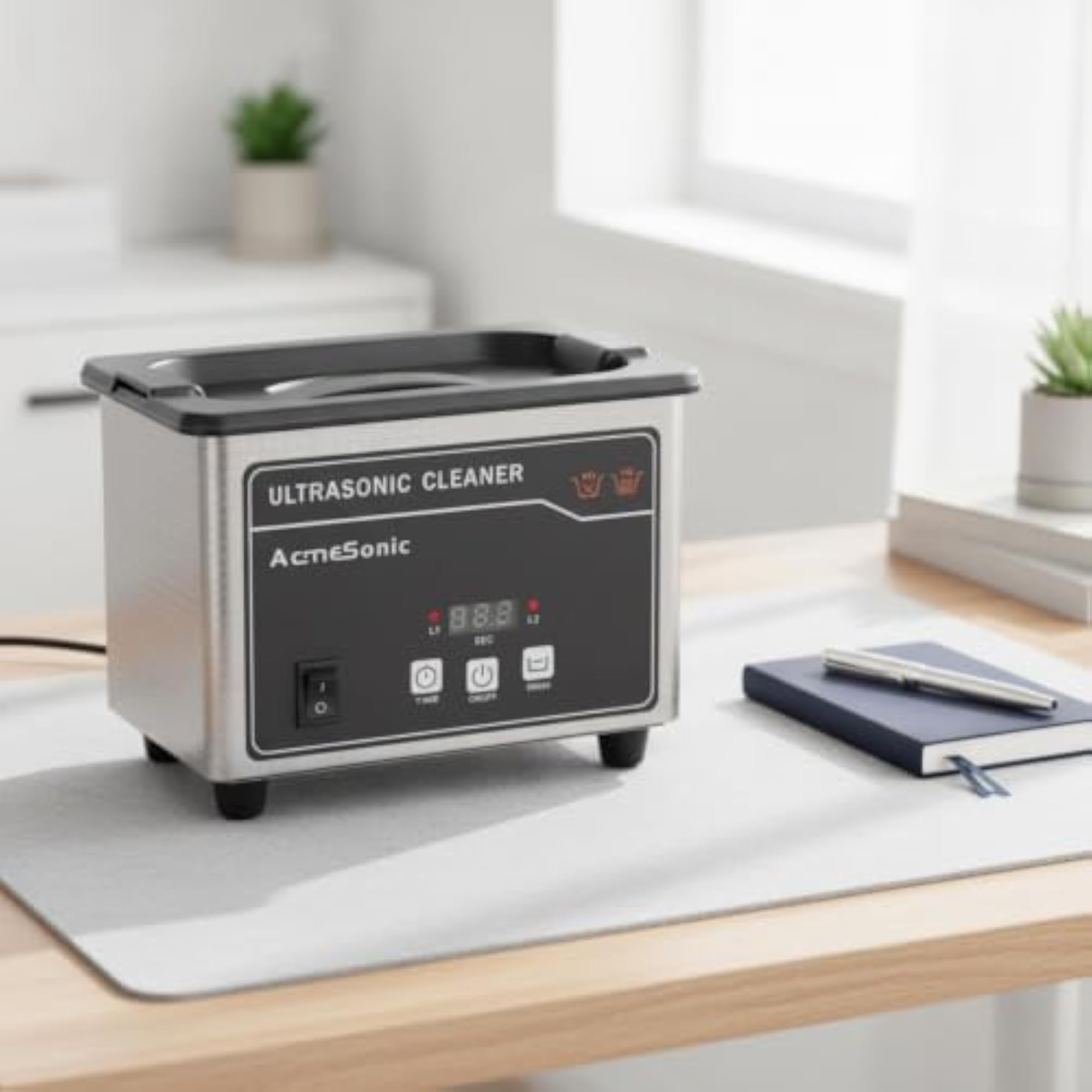 Stainless Steel Digital Ultrasonic Jewelry Cleaner with Basket