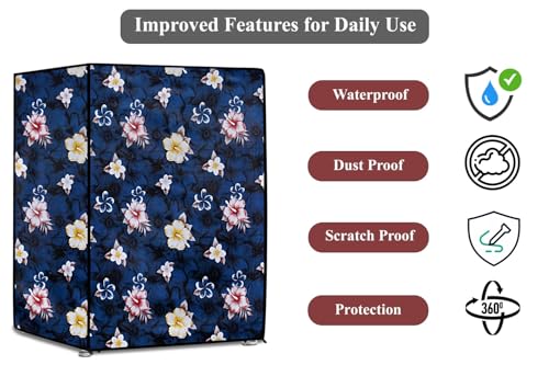 Image of The Furnishing Tree Washing Machine Cover Compatible for Samsung 9Kg Fully-Automatic Front Load WW90T4040CX1TL Floral Pattern Blue - D x W x H : ( 55.9x61x86.4 CM )