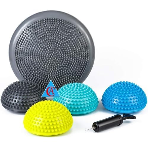 CA (Set of 5) Balance Pods Balance Disc Stability Disc Cushion with Hand Pump, Stability Balance Trainer Large Balance Pod, balance disc for physiotherapy for Kids (Set of 5) Multi Colour Combo Pack-picture-23