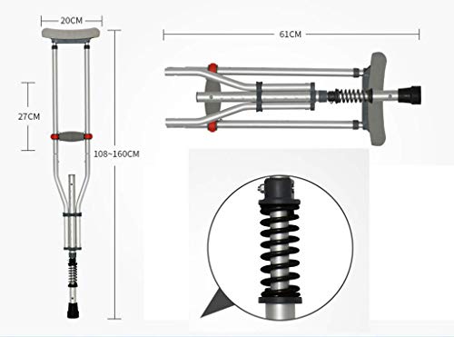 Muletas Plegables para Adultos con Resorte Amortiguador, cómoda muleta médica con Doble Amortiguador, Altura Ajustable, aleación de Aluminio Keep it in Mind
