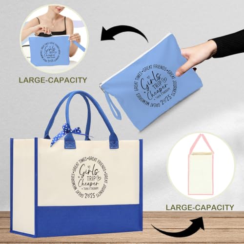 Fokongna Girls Trip 2025 For Women Friend Sister Travel Gifts Canvas Tote Bag Wet Bag for swimsuit Beach Bags Gifts3