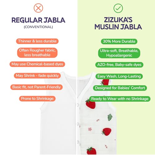Image of Muslin Cotton Sleeveless Jabla -Baby Cloth for Newborn |Jhabla, Unisex Baby Vest for Boys Girls|Soft, Chemical Free, Breathable, Hypoallergenic Infant Clothing Essentials