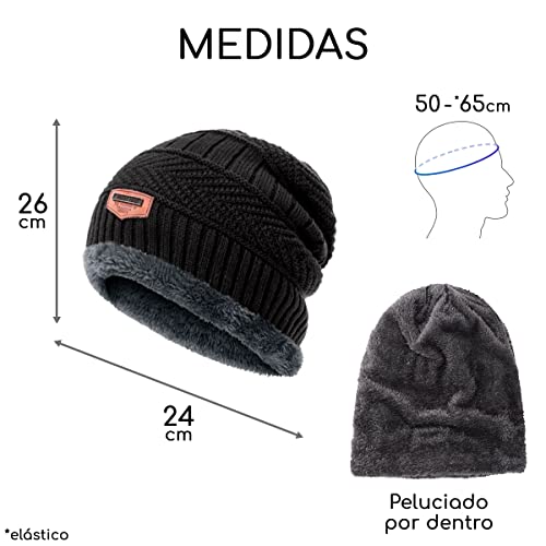 Gorro Frio Extremo Lã Forrado Pelinho Touca Estilosa Feminina Masculino Cores Viagem (Preto, Único (
