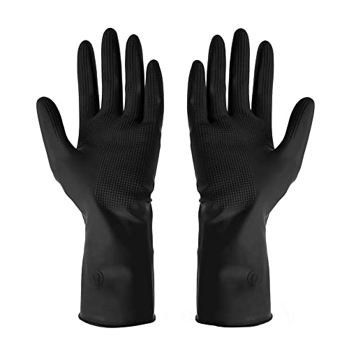 FOUTP Guantes de Tinte para el Cabello Guantes de látex de Color de Cabello Reutilizables Protectores de Manos Negras Teñido de Cabello Cocina Lavado de Platos Guantes de Limpieza (M)