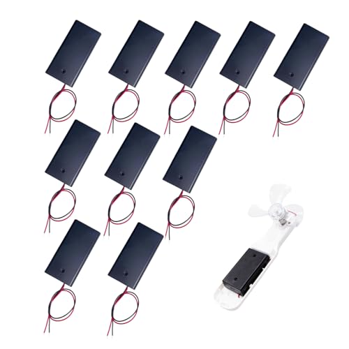10 Piezas Batería Titular Caso, Porta Pilas AA 3V con Interruptor, Soporte de Batería Doble AA, Caja de Batería Plástica para 2 Pilas AA 1.5V, Portapilas con Interruptor y Cables de Conexión