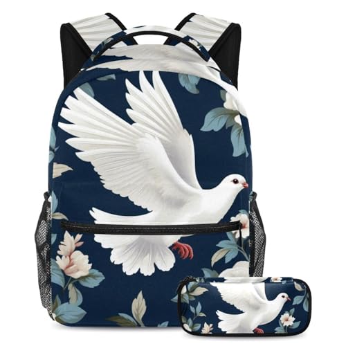 Sac à dos fleurs et colombes, le compagnon idéal pour les sorties et voyages scolaires