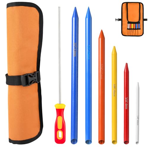 Mellbree Rope Splicing Tools 7 Pcs 1/4 5/16 3/8 7/16 1/2 Rope FID with Pusher for Boating Sailing Dock Lines & Anchor Ropes Heavy Duty for Braid Ropes