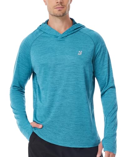 Men's UPF 50+ Sun Hoodie, Long Sleeve Fishing Shirt with Thumb Holes