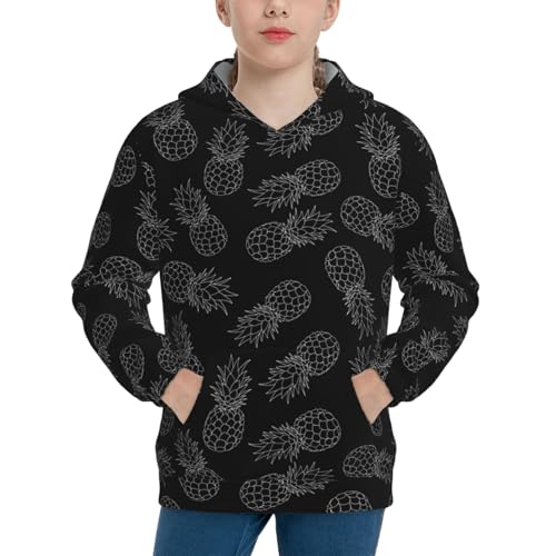 White Pineapples Kid Hoodies Boys Sweatshirts Girls Pullover with Pocket