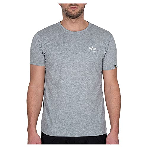 Alpha Industries Basic T Small Logo T-Shirt für Herren Greyheather/White – Ansicht 1