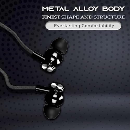 Image of Kratos Tune V4 Black C Type Earphones Wired, Inline Control Type c Headphones with Mic, Sweat Resistant, Comfort Fit Type c Earphone with Volume Control,Metallic c pin Earphones